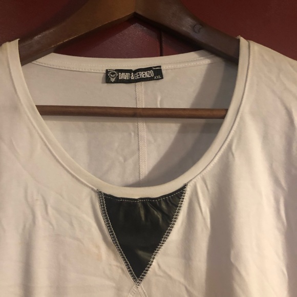White with Black Faux Leather Shirt NWT - Picture 2 of 4